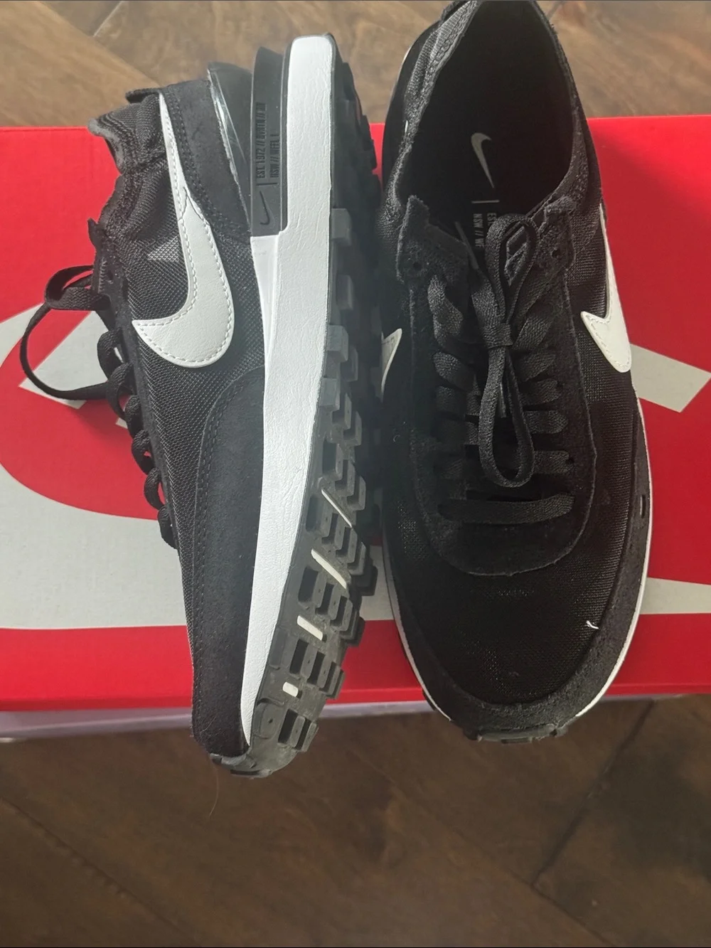 Nike Women’s Black and White Waffle One Sneakers